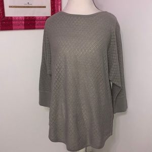NY&C gray sweater mini batwing 3/4 sleeve tunic